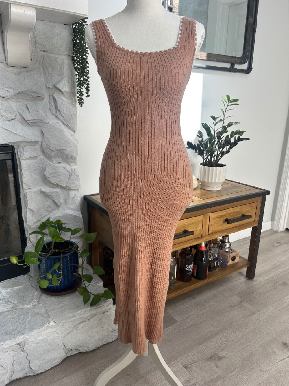 Classic tan midi dress